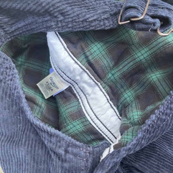 Oshkosh flannel lined corduroy overalls size 2T navy blue - Picture 2 of 3